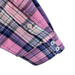 Talbots Pink Plaid Silver Shimmer Cotton Blend Button Up Long Sleeve Top Size LP Photo 3