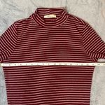 Gaze USA Gaze Maroon And White Stripes Long Sleeve Mock Neck T-shirt Photo 3