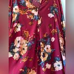Charlie o . Maroon Floral Print Long Sleeve Knee-length Dress Photo 4