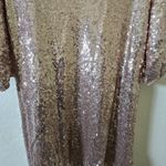 Lulus Rose‎ Gold Sequin Cold Shoulder Sleeve Formal Prom Shift Dress Gown Small Photo 1