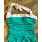 Ralph Lauren  Swimsuit One Piece Bel Aire Shirred Mio Bandeau Teal Aqua Blue Sz 4 Photo 2