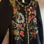 Vintage 80s Imari Granny Sweater Vest Womens M Black Crochet Flowers Boho Artsy Size M Photo 9