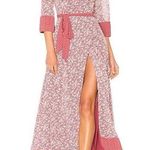 Tularosa  Jolene Red Floral Wrap Maxi Dress Sz XL COTTAGECORE Girly Romantic Photo 0