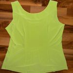 Vintage green tank top sleevless pleated scoop neck neon large summer vacation‎ Photo 2