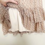 Y2K Deb Mini Skirt Womens Large Boho Chic Cottagecore Vintage Floral Ruffled Tan Photo 2