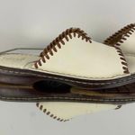 Born concept BORN White Leather Stitch Slide Sandals Photo 2