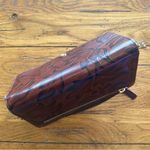 Valentina Embossed Leather Zip Around Wallet with a Leaf Motif Pattern in Brown Photo 12