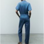ZARA  Women’s Blue Denim Cotton‎ Linen Blend Jumpsuit Size Medium Photo 8