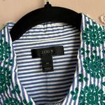 J.Crew  Women’s The Perfect Shirt Striped Button Up Eyelet Trim Sz‎ 14 Blue Photo 2
