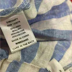 Love Tree  Blue White Stripe Linen Blend Shorts Elastic High Waist Pull On Size M Photo 3