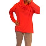Comfy Neon Coral Knit High Low Scuba Hoodie Drape Neck Womens Medium Pullover Pink Photo 7