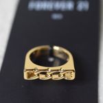 Forever 21  Unisex Gold Tone Link Casual Fashion Statement Punk Goth Size 9 Ring Photo 2