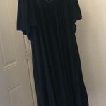 Whimsygoth boho Indie Black flowy cotton midi/maxi dress short bell flare sleeves V Photo 3
