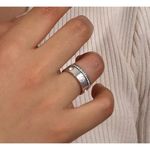 Boutique 18k White Gold Plated Rhinestone Clover Ring Set, Sz 7 Photo 5