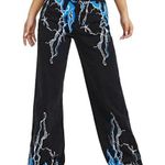 SheIn Lightning Graphic Print Straight Jeans EZwear High Waist Size M Loose Photo 0