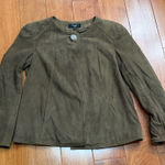 Talbots 100% Leather Suede Lightweight Brown 1 Button Jacket Size 8P Photo 0