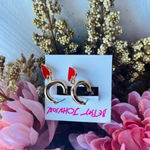 Betsey Johnson Gold Tone Heart Huggie Hoop Earrings Red Heart Drop NWT Photo 1