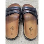 Soulmates Solemates Sz 9 Slide On Double Padded Straps Sandals in Black Tan Photo 2