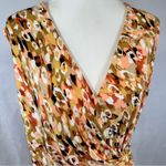 Kasper  abstract print gold ring side gather sheath dress size 14 Photo 3