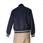 J LINDBERGH Blue Jacket Quilted Bomber Stretch Knit Cuffs Waist White Spell Out Photo 1
