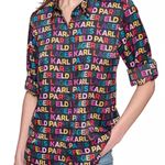 Karl Lagerfeld NWT  Paris women's Printed Utility Button-Front Top long sleeve 3X Photo 2