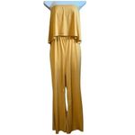 Polly & Esther Strapless Draped Top Mustard Wide Leg Jumpsuit NWOT Size XL Photo 1