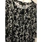 Cynthia Steffe Top XL Black White Floral Sheer Puff Sleeve Blouse New with Tags Photo 1
