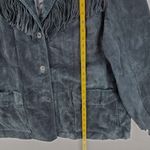 Denim & Co. Women Size 2X Suede Leather Fringed Jacket Blazer Black Photo 5