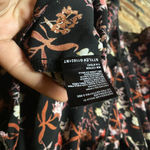 Paper Crane  Black Floral Cold Shoulder Tassel Tie Blouse Women's Size Large Photo 7