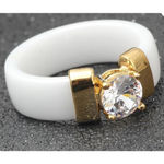 Boutique NEW Women's 1 Carat Diamond White & Gold Ceramic Ring‎ Size 8 Photo 6