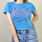 Harley Davidson Jamaica Blue & Pink Fire Heart Cropped Top Tshirt Size L Photo 0