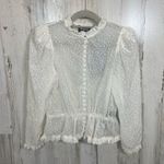 The Kooples White Sheer Velvet Button Top Blouse Flock Leo size S NWT $258 Photo 1