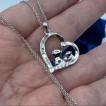 I Love You Mom African Mongoose Sterling Silver Cz Heart Necklace Silver Photo 3