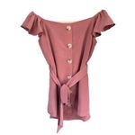 River Island T7 Off Shoulder Button Down Top with Belt Blush Pink Photo 3