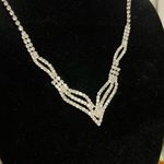 Elegant Rhinestone Bridal Necklace Earrings Set Silver Photo 2