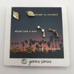 Gemma Simone Gold Leaf, Star, and Sun Earrings Set Photo 1