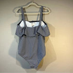 Kona Sol one piece swimsuit gingham plaid ruffle preppy classic removeable straps beach Photo 7