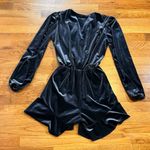 Fraiche by J Womens Small Blue Velvet Long Sleeve Ruffle Shorts Romper Retro Photo 6