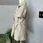 Londonjean Chino Short Sleeve Button Up‎ Top Jacket Linen Cotton Khaki Belted Sm Tan Photo 2