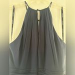 Bill Levkoff Levkoff keyhole neck navy chiffon a-line long gown size 6 Photo 11