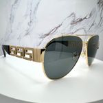 Versace New  Sunglasses Gold Aviator Pilot Metal Greca Logo Black Photo 7