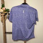 Jamie Sadock Womens Blue Marled Knit Short Sleeve Collared Shirt Top Medium Photo 3