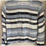 Topshop  Striped Button Front Long Sleeve Blouse Women's Size 6 Small Blue Black Photo 4