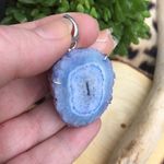 Blue solar quartz silver pendant Blue Photo 2