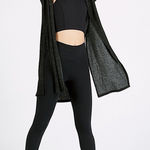 Joah Brown Joah‎ Brown Luna Side Slit Ribbed Cardigan Marble Hacci Heathered Black S/M Photo 0