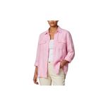 American Living  Pink Adjustable Sleeves Pockets Button Up‎ Linen Shirt LARGE Photo 2