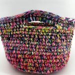 Handmade Knit Crochet Basket Handbag Yarn Colorful Tribal Classic Multicolor Photo 1