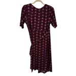 Motherhood Maternity Wrap Dress Geometric Print Short Sleeve Burgundy PinkBlue M Red Size M Photo 6
