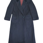 Charter Club Vtg Charter Navy Blue Wool Long Coat Double Breasted One Button Womens 6 Petite Photo 0