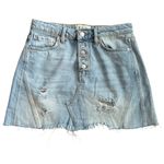 Free People We The Free Distressed Light Wash Button Front Jean Skirt Size 26 Photo 5